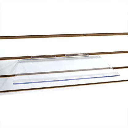 Large Clear Acrylic Slatwall Shoe Shelf, 6" D x 12" L Flat Plastic Display Shelf Made with .16" Thick Styrene, 50 Pack - size: 50 Pack