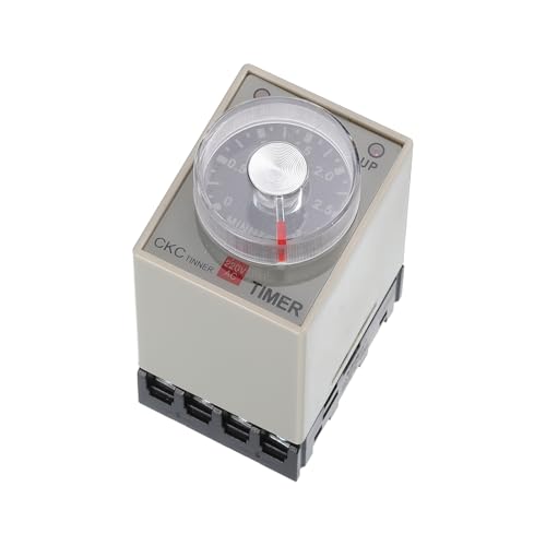 MECCANIXITY AC220V Timer Relay, Time Relay Timing Delay on Time 8 Pin 6S-3 Min Knob Control with Socket, AH3-3