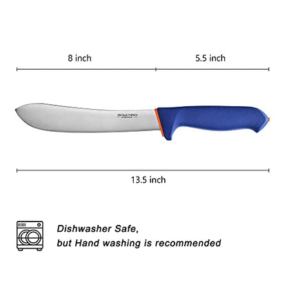 8" Commerical Butcher Knife W/SoftGrip, X50CrMoV15 Steel - style: Butcher Knife