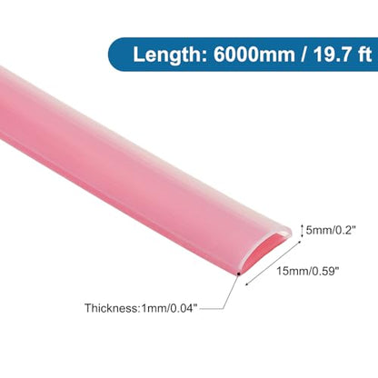 PATIKIL Silicone Weather Stripping Door Seal, 19.7 ft D Shape Weather Stripping Self Adhesive Door Seal Strip for Door Frame, Window Sealing, Large Gap, 19/32" Wx5/128 Tx1/5 H, Clear/Red - size: 19.7 ft Long, 19/32"Wx5/128"Tx1/5"H