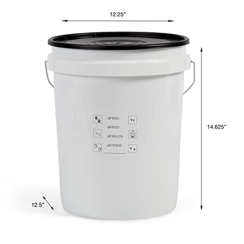 United Solutions 5 Gallon Airtight Pet Food Storage, 2 Pack, White/Black - size: (Pack of 2)