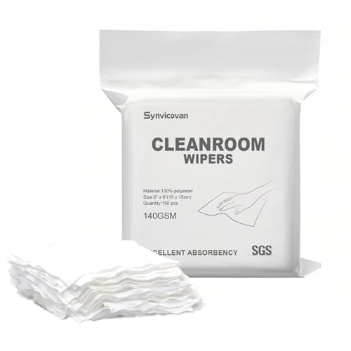 Cleanroom Cloth Wipes 6"x6",140GSM,Bag of 150 Pcs - size: 150 Count (Pack of 1)