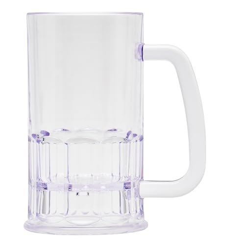GET 12 oz Clear Plastic Beer Mug with Handle (Set of 4) - size: 12 Ounce, style: Set of 12