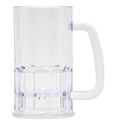 GET 12 oz Clear Plastic Beer Mug with Handle (Set of 4) - size: 12 Ounce, style: Set of 12