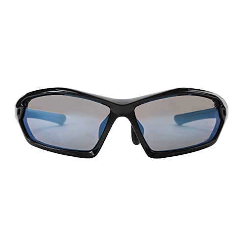 X Power ANSI Z87+ Safety Sunglasses Impact Resistant Polycarbonate Lens & Double Injection Frame - color: 004 Clear Black Frame / Blue Mirror Lens