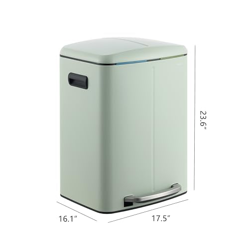 happimess Marco 10.6 Gal Double Bucket Step Trash Can, Pistachio Gelato - color: Pistachio Gelato