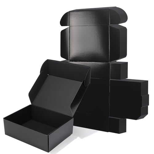 ZBEIVAN Shipping Boxes Mailers 12x9x4 inches Corrugated Cardboard Small Packing Kraft Moving Mailing Box, Pack of 20 - color: black, size: 12X9X4