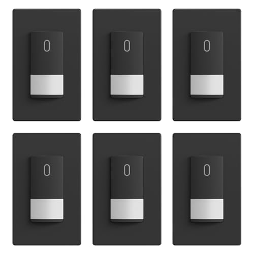 ELEGRP Matte Black Single Pole Occupancy Motion Sensor Light Switch, Need Neutral Wire, 120° Sensor Coverage PIR Infrared Motion Activated, for CFL/LED/MLV/INC/HAL/Fan, UL, 6 Pack - color: Black, size: 6 Pack