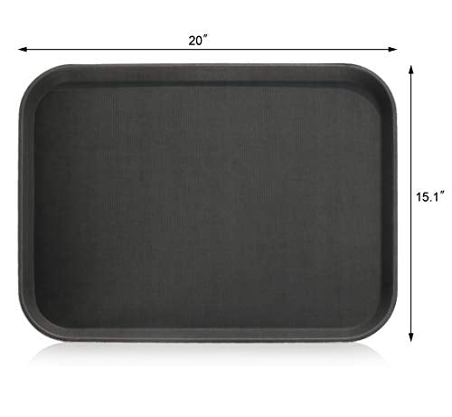 New Star Foodservice Restaurant Grade Non-Slip Tray, Plastic, Rubber Lined, Rectangular (Black, 15-Inch x 20-Inch) - color: Black, size: 15-Inch x 20-Inch