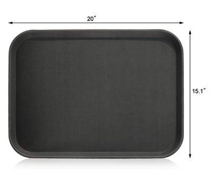 New Star Foodservice Restaurant Grade Non-Slip Tray, Plastic, Rubber Lined, Rectangular (Black, 15-Inch x 20-Inch) - color: Black, size: 15-Inch x 20-Inch