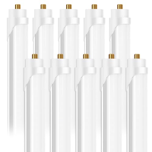 ONLYLUX 8 Foot Led Bulbs T8 T12 LED 8ft Tube Light 6000K 40W 10 Pack - color: 8ft Milky Cover, size: 10 Count (Pack of 1)