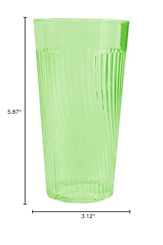 TrueCraftware- 14 oz. Belize Tumbler/Drinking Cups Green Polycarbonate Set of 12-Premium Iced Tea Glasses Stackable Reusable Drinking Glasses Dishwasher Safe Break-Resistant for Home Restaurants - color: Green, size: 14 oz