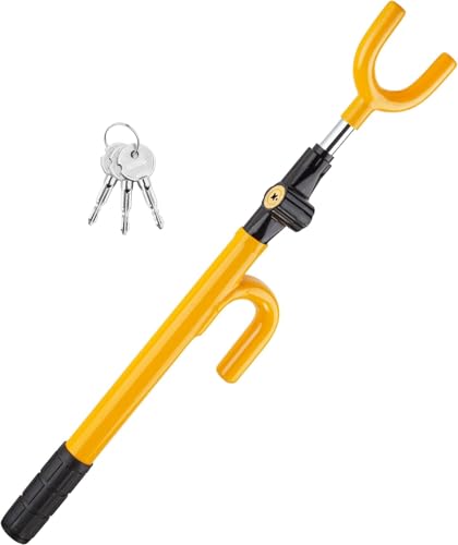 CARTMAN Adjustable Steering Wheel Lock, Anti-Theft Security Device, Yellow - color: Yellow