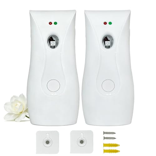 Automatic Air Freshener Dispensers (2-Pack) Timing Aromatherapy Diffuser for Bathroom, Office, Commercial & Home, Wall Mounted or Freestanding, White - size: 2 Pack