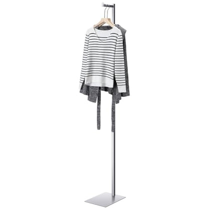 Sintuff Clothing Display Stand 48-72 Inches Adjustable Metal Rack, Silver - color: Silver