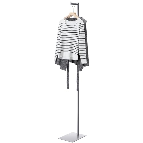 Sintuff Clothing Display Stand 48-72 Inches Adjustable Metal Rack, Silver - color: Silver