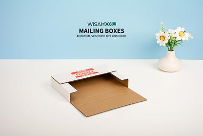 9x6x1.3 inch Shipping Boxes with Fragile Stickers, White, 25-Pack - color: White