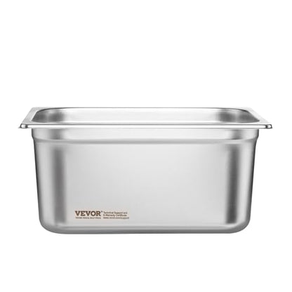 VEVOR 6 Pack Stainless Steel Hotel Pans - 1/2 Size 6-Inch Deep 0.8mm Thick Anti-Jam Commercial Food Pans for Steam Tables, Restaurants, Catering & Industrial Use - size: 1/2 Size, style: 6 Inch Deep Thickened