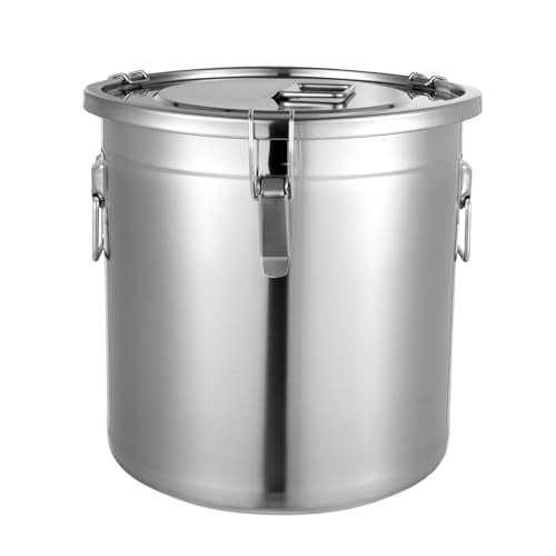 304 Stainless Steel Canister with Airtight Lids, 8.7 Gal Large Canisters Container w/Locking Clamp, Food Containers Storage Bucket for Flour Grain Coffee Bean (33L) - size: 33L