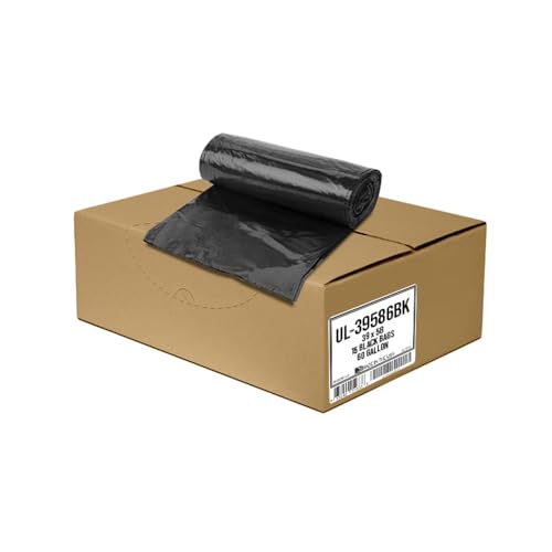 Ultrasac 55-60 Gallon Black Ultra Heavy Duty Trash Bags - 15 Count, 6.0 Mil