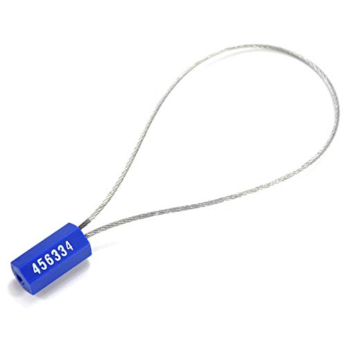 500pcs Security Marking Cable Seals Tamper Proof Steel Wire Seal Numbered Shipping Seals Disposable Pull Tight Self-Locking Cable Seal Truck, Cargo, Containers Seal Ties Straps (Blue, 500pcs) - color: Blue, size: 500pcs