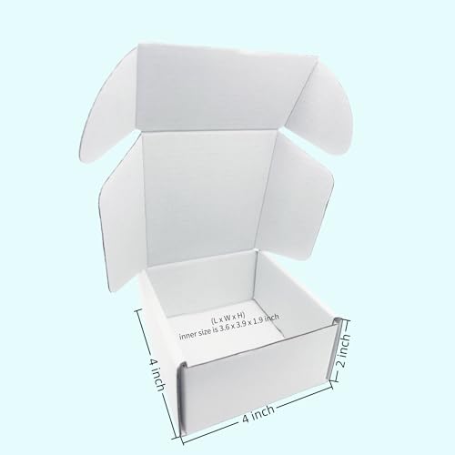 4x4x2 Inches White Corrugated Cardboard Shipping Boxes Set of 2 - size: 4x4x2 inch 2 Pack