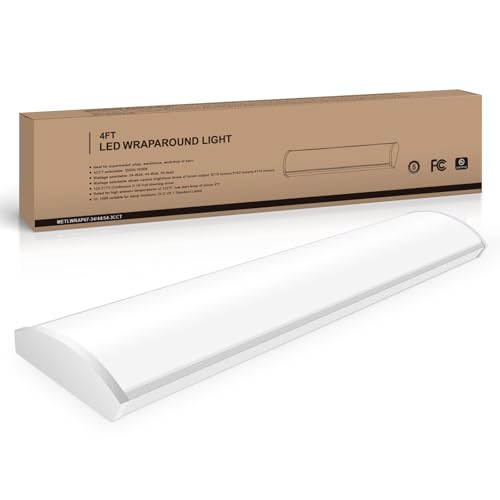 4FT LED Wraparound Light Fixture, 48 inch Kitchen Lighting Fixtures Ceiling, 54W 6210LM,3500-5000K, 120-277V Commercial 4FT Led Light Fixtures for Laundry Room,Closet,Garage,UL(0-10 v dimming!) - size: 4FT G7 WRAP