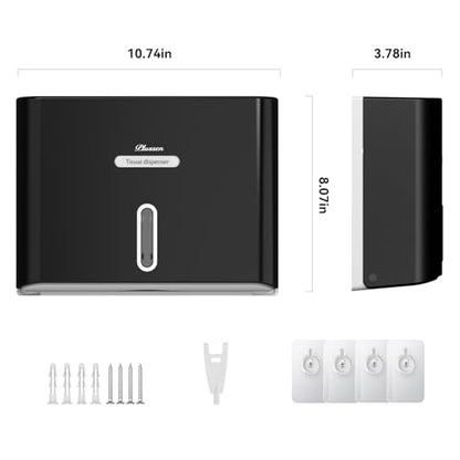 Paper Towel Dispenser Wall Mount, Adhesive No Drilling Multifold Trifold C Fold Commercial Hand Towel Dispenser,Black - color: Black