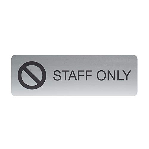 SBLABELS Staff Only Indoor Easy Adhesive Mount Door and Wall Sign for Restaurants and Small Businesses 3" x 9" - Silver - color: Silver, style: Staff Only
