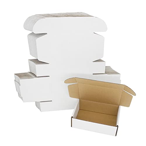 6x4x2 Shipping Boxes, Corrugated Mailer Small Mailing Box White Cardboard Box for Small Business Flat Cheap Packaging Lightweight Packing of Jewelry Craft Gifts, 25 Pack - size: 6"x4"x2", style: 25 Pack - White