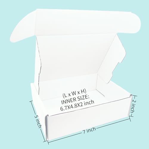 7x5x2 Inches 50 Pack White Corrugated Cardboard Shipping Boxes - size: 7x5x2 inch 50 Pack