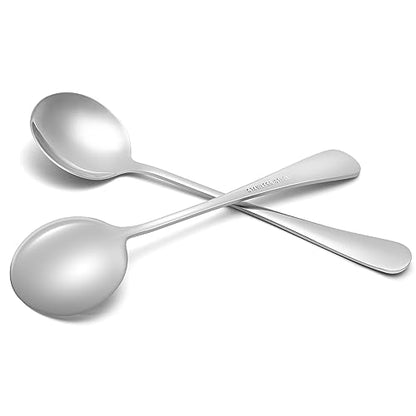 6 Piece Soup Spoon Round Stainless Steel Bouillon Spoons Round Spoons 6.7 inch