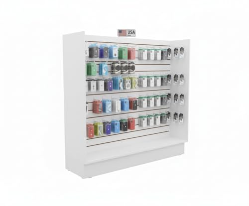 WISDOMFUR H-Unit Slatwall Gondola Display – 4 ft White Freestanding Retail Fixture for Merchandising, Store Displays & Showrooms - color: White