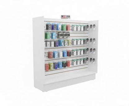 WISDOMFUR H-Unit Slatwall Gondola Display – 4 ft White Freestanding Retail Fixture for Merchandising, Store Displays & Showrooms - color: White