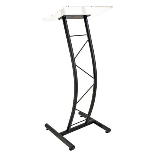 Kingdom Curved Metal Lectern with Acrylic Top, Stainless Steel Lectern Body and Clear Acrylic Top - Striking and Elegant for All Spaces - size: Design 05