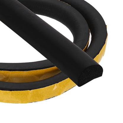 PATIKIL 3.3FT Solid Rubber Weather Stripping, 7/9" W x 3/5" H Self Adhesive D Shape EPDM Rubber Seal Strip Gasket for Door Frame Window Insulation RVs Furniture Cabinets, Black - size: 3.3FT x 7/9"W x 3/5"H