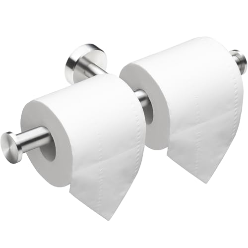 Gorlary Double Roll Toilet Paper Holder Wall Mount, Brushed Nickel, Silver - color: Silver