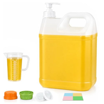 ASEVAT 2.5 Gallon Plastic Jug with Pump and 100 mL Measuring Cup, Heavy-Duty Translucent Liquid Storage Container with Handle for Laundry Detergent, Cleaning Solutions and Bulk Liquids - size: 320 Ounces