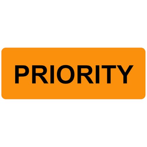 Priority Stickers, 500/Roll, Fluoro Orange Courier Labels, 70mm x 25mm, Medical Courier Supplies, Priority Mail Stickers - style: PRIORITY