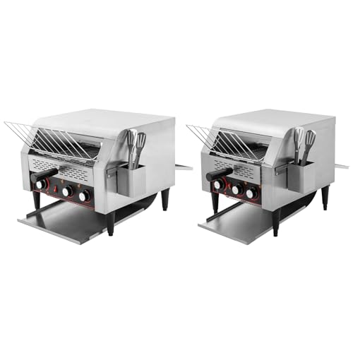 Conveyor Toaster, Electric Commercial Restaurant Industrial Conveyor Toaster 7 Speed Heavy Duty Bread Baker Machine with Box & Clip for Baking Toast, Sandwiches, Pineapple Buns (450 Slices/H)