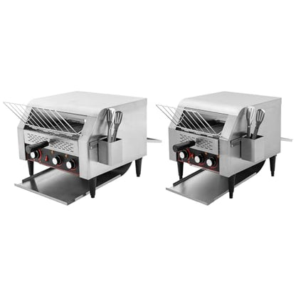 Conveyor Toaster, Electric Commercial Restaurant Industrial Conveyor Toaster 7 Speed Heavy Duty Bread Baker Machine with Box & Clip for Baking Toast, Sandwiches, Pineapple Buns (450 Slices/H)
