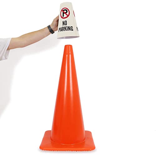 SmartSign 6-Pack "No Parking" Reflective Cone Message Sleeve Collar with Symbol, 360-Degree Visibility, Non-Adhesive Vinyl Signs for Traffic Safety Cones, 3-Side Print [Cone Not Included] - color: No Parking, size: Pack of 6