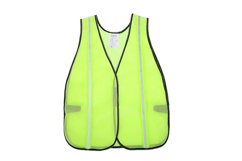 SIFE High Visibility Reflective Safety Vest with 1 Inch Reflective Strips,Made from Breathable and Neon Yellow Mesh Fabric,Universal Size,10 pack - color: Yellow