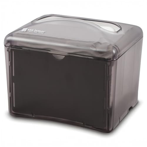 San Jamar Venue® Napkin Dispenser for Restaurant Tabletop, 200-250 Napkins, Mini Interfold, Black
