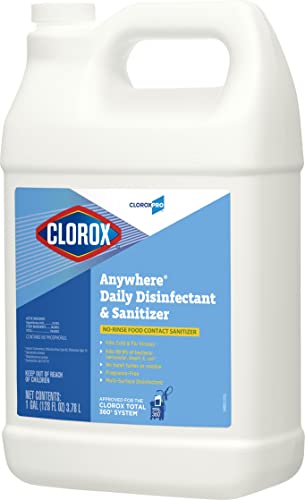 CloroxPro Anywhere Daily Disinfectant Food Sanitizer Refill, 128 fl. oz. | No-Rinse Contact Sanitizer, Food-Safe, Kills 99.9 Percent of Germs, Restaurant-Grade, Kitchen Sanitizing Spray, Refill
