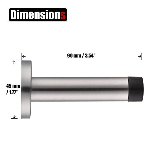 JQK Door Stopper Black, 304 Stainless Steel Thicken 1mm Sound Dampening Door Stop Bumper Wall Protetor 2 Pack, Matte Black, DSB5-PB-P2 - color: Black, size: 2 Pack