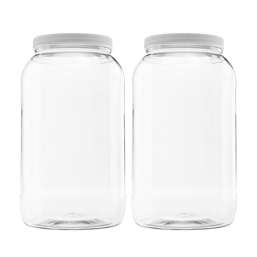 128 oz (1 Gallon) Plastic Jar, White Lid, 2-Pack - size: 2pk -128oz Jar, White Lid