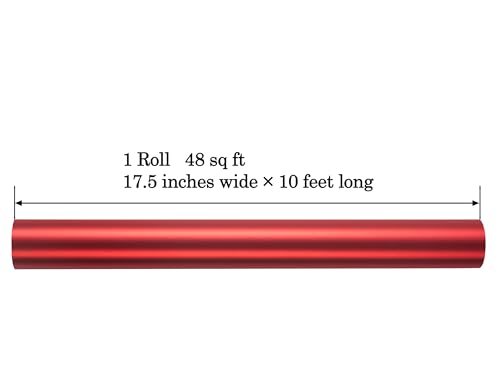 ZINTBIAL Metallic Red Wrapping Paper Roll with Cut Lines - Solid Red Holiday Gift Wrap for Graduation, Christmas, Birthdays, Baby Shower, Wedding - 17.5 in x 33 ft (48 sq. ft), Easy to Cut - color: Metallic-Red
