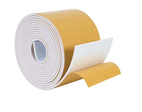 High Density Foam Weather Stripping Door Seal Strip Insulation Tape Roll for Insulating Door Frame, Window, Air Conditioner | Self Adhesive Sealing Weatherstrip (3 in x 1/16 in x 10 Ft, White) - color: White, size: 3 In x 1/16 In x 10 Ft