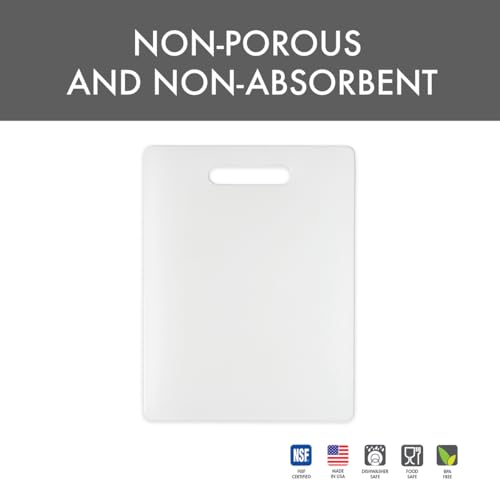 Dexas NSF Polysafe Cutting Board with Handle, 8.5 by 11 inches, White - size: 8.5"L x 11"W, style: Flat